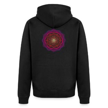 Mandala - Unisex Premium Bio Zip Hoodie - Schwarz - Hinten - Nico (187cm)