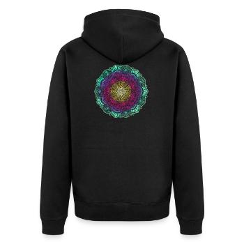 Mandala - Unisex Premium Bio Zip Hoodie - Schwarz - Hinten - Nico (187cm)
