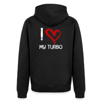 J'aime mon turbo - Veste à capuche bio Premium Unisexe - noir - Dos - Nico (187cm)