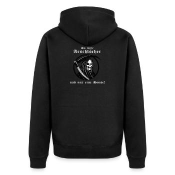 Der Sensenmann - Unisex Premium Bio Zip Hoodie - Schwarz - Hinten - Nico (187cm)