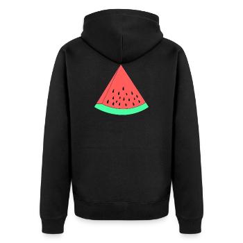 watermelon - Unisex Premium Organic Zip Hoodie - black - Back - Nico (187cm)
