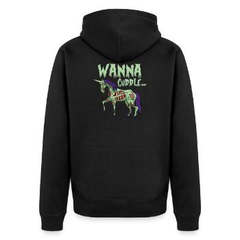 Halloween Einhorn untot Zombie lustig Geschenk - Unisex Premium Bio Zip Hoodie - Schwarz - Hinten - Nico (187cm)
