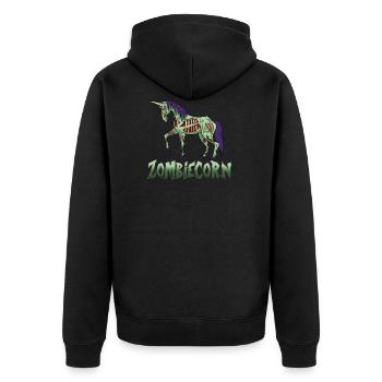 Halloween Einhorn untot Zombie lustig Geschenk - Unisex Premium Bio Zip Hoodie - Schwarz - Hinten - Nico (187cm)
