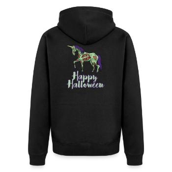 Halloween Einhorn untot Zombie lustig Geschenk - Unisex Premium Bio Zip Hoodie - Schwarz - Hinten - Nico (187cm)