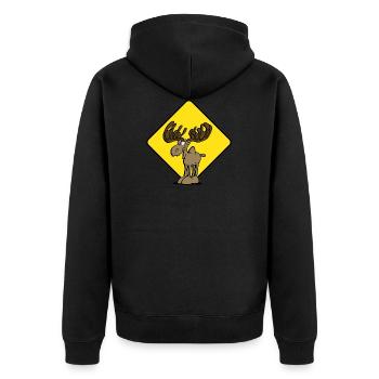 Caution Moose Moose - Unisex Premium Organic Zip Hoodie - black - Back - Nico (187cm)