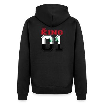 land partner king 01 prince Irak - Unisex Premium Bio Zip Hoodie - Schwarz - Hinten - Nico (187cm)