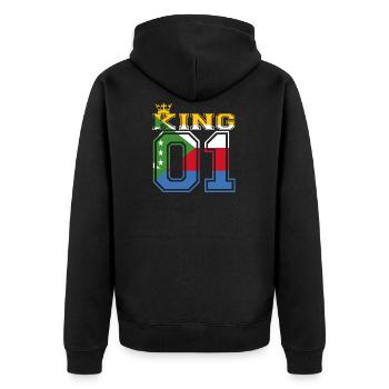 land partner king 01 prince Komoren - Unisex Premium Bio Zip Hoodie - Schwarz - Hinten - Nico (187cm)