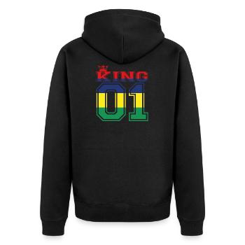 land partner king 01 prince Mauritius - Unisex Premium Bio Zip Hoodie - Schwarz - Hinten - Nico (187cm)