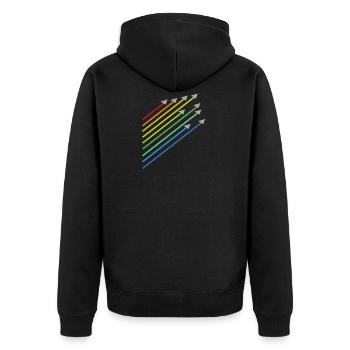 rainbow paper plane flight - Veste à capuche bio Premium Unisexe - noir - Dos - Nico (187cm)