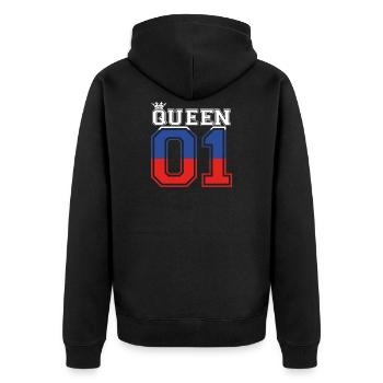 partner land king 01 prince Russland - Unisex Premium Bio Zip Hoodie - Schwarz - Hinten - Nico (187cm)