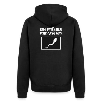 Baby Party Gag Crazy Geek: Ein frühes Foto von mir - Unisex Premium Bio Zip Hoodie - Schwarz - Hinten - Nico (187cm)