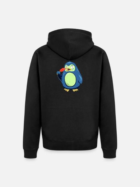 Frozen Pinguin isst Eis - Unisex Premium Bio Zip Hoodie - Schwarz