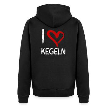 I love Kegeln - Unisex Premium Bio Zip Hoodie - Schwarz - Hinten - Nico (187cm)
