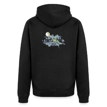shirt motiv frosch mond positiv think big blaugrau - Unisex Premium Bio Zip Hoodie - Schwarz - Hinten - Nico (187cm)