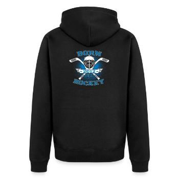 born to hockey street ice geschenk 2012 - Unisex Premium Bio Zip Hoodie - Schwarz - Hinten - Nico (187cm)