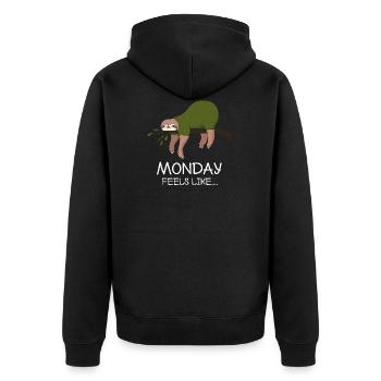 Faultier Monday funny office gift birthday - Unisex Premium Organic Zip Hoodie - black - Back - Nico (187cm)