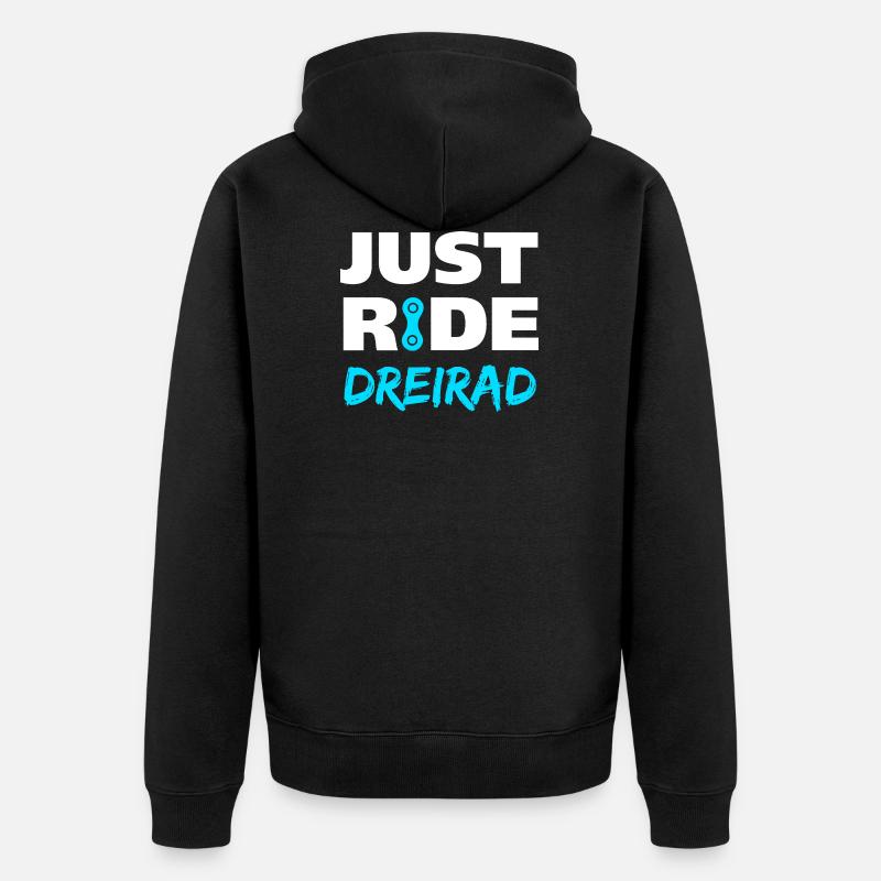 Just ride Dreirad Geschenk - Unisex Premium Bio Zip Hoodie - Schwarz