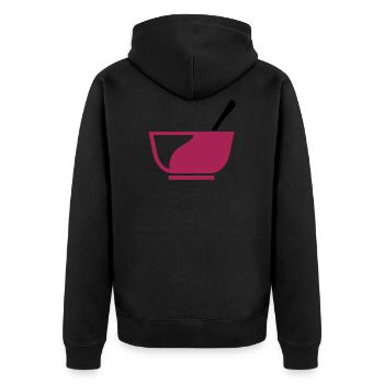 Müslischale zum Frühstück Geschenk - Unisex Premium Bio Zip Hoodie - Schwarz - Hinten - Nico (187cm)