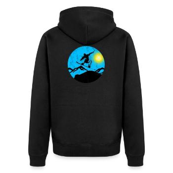 Snowboarder jump - Unisex Premium Bio Zip Hoodie - Schwarz - Hinten - Nico (187cm)