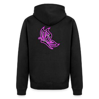 Schmetterling Pink - Unisex Premium Bio Zip Hoodie - Schwarz - Hinten - Nico (187cm)
