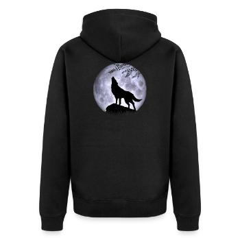 Wolf Full Moon Halloween Night Nightmare Nightmare - Unisex Premium Organic Zip Hoodie - black - Back - Nico (187cm)
