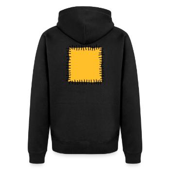 Flicken Reparatur Patchwork Stoff Nähen Naht Nadel - Unisex Premium Bio Zip Hoodie - Schwarz - Hinten - Nico (187cm)