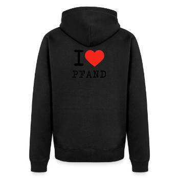I love Pfand - das Shirt für jeden Pfandsammler! - Unisex Premium Bio Zip Hoodie - Schwarz - Hinten - Nico (187cm)