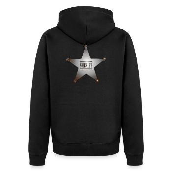 cowboy ranger rancher sheriff horse wester - Unisex Premium Bio Zip Hoodie - Schwarz - Hinten - Nico (187cm)