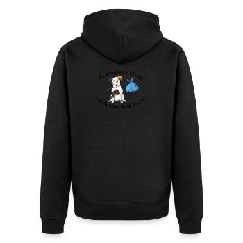 Hiking Dogowner Dog Backpacker Nature Pet Love - Unisex Premium Organic Zip Hoodie - black - Back - Nico (187cm)