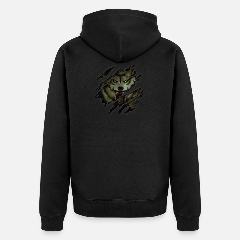 Wolf in mir - Unisex Premium Bio Zip Hoodie - Schwarz