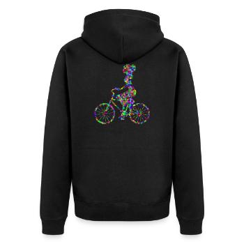 bicycle mountain bike cyclist mountainbike fahrrad - Unisex Premium Bio Zip Hoodie - Schwarz - Hinten - Nico (187cm)