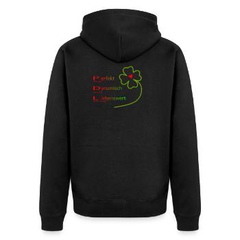 Pflegedienstleitung - Unisex Premium Bio Zip Hoodie - Schwarz - Hinten - Nico (187cm)