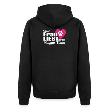 Diese Frau liebt Hund dog Magyar Vizsla - Unisex Premium Bio Zip Hoodie - Schwarz - Hinten - Nico (187cm)