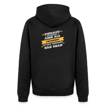 Präsident Beruf Geschenk - Unisex Premium Bio Zip Hoodie - Schwarz - Hinten - Nico (187cm)