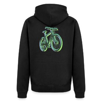 Bike Fahrrad Outdoor Fun Radsport Radtour Freiheit - Unisex Premium Bio Zip Hoodie - Schwarz - Hinten - Nico (187cm)