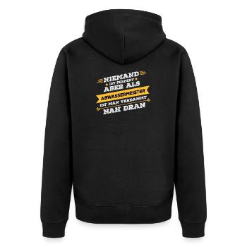 Abwassermeister Beruf Geschenk - Unisex Premium Bio Zip Hoodie - Schwarz - Hinten - Nico (187cm)