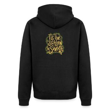 Weihnachten Geschenk Winter Christmas Xmas Santa - Unisex Premium Bio Zip Hoodie - Schwarz - Hinten - Nico (187cm)