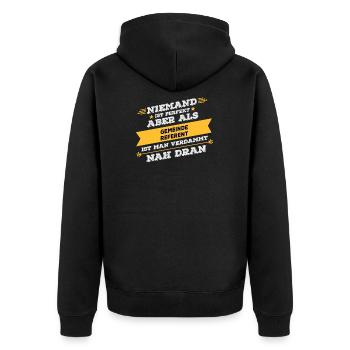 Gemeindereferent Beruf Geschenk - Unisex Premium Bio Zip Hoodie - Schwarz - Hinten - Nico (187cm)