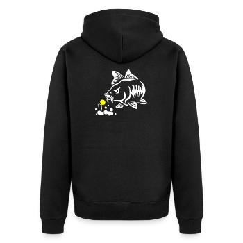 böser Karpfen Karpfenangler Karpfenangeln Pop Up - Unisex Premium Bio Zip Hoodie - Schwarz - Hinten - Nico (187cm)