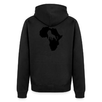 Löwe Afrika Safari Kenia Serengeti Roots Reggae - Unisex Premium Bio Zip Hoodie - Schwarz - Hinten - Nico (187cm)