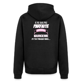 Mauricienne cadeau humour - Veste à capuche bio Premium Unisexe - noir - Dos - Nico (187cm)