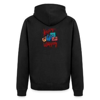 Happy Wrapping Wrapping Paper Gifts Deco XMas - Unisex Premium Organic Zip Hoodie - black - Back - Nico (187cm)