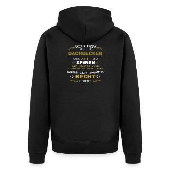 Ich bin Dachdecker - Unisex Premium Bio Zip Hoodie - Schwarz - Hinten - Nico (187cm)