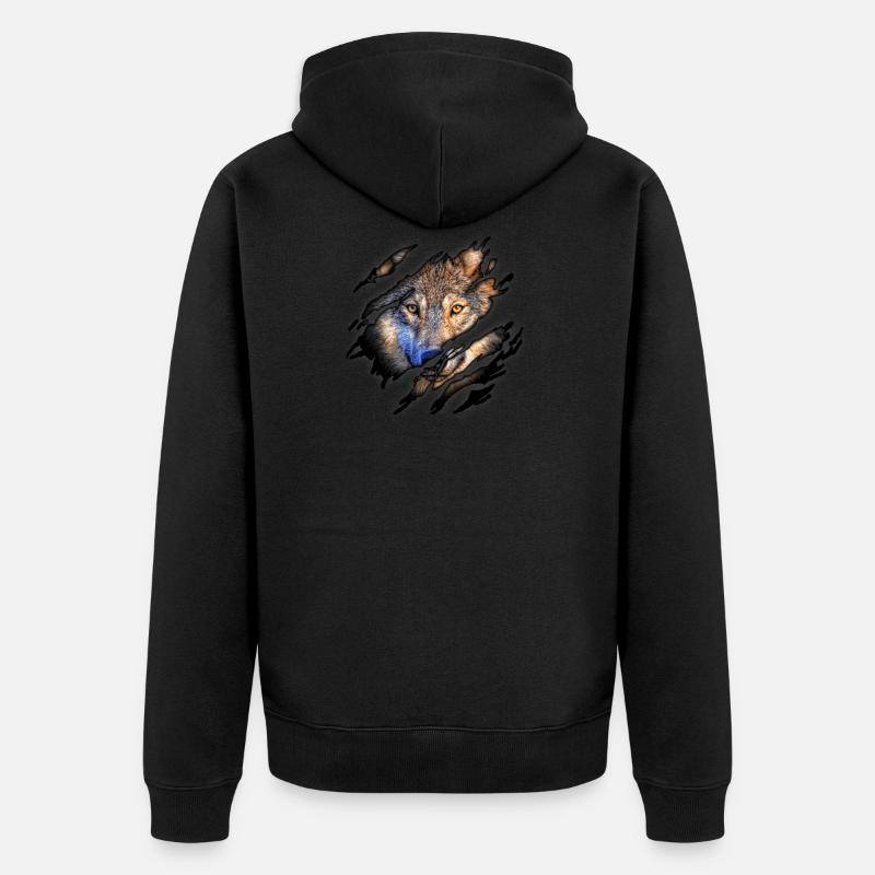 Wolf 2 in mir - Unisex Premium Bio Zip Hoodie - Schwarz
