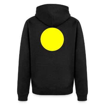 Kreis gelb - Unisex Premium Bio Zip Hoodie - Schwarz - Hinten - Nico (187cm)