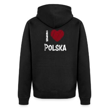 I Love Polska - Unisex Premium Organic Zip Hoodie - black - Back - Nico (187cm)