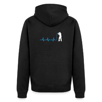 MC rappen herzschlag mikrofon geschenk heartbeat - Unisex Premium Bio Zip Hoodie - Schwarz - Hinten - Nico (187cm)