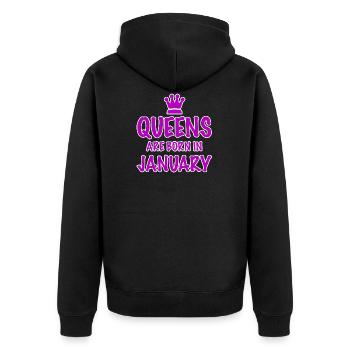 January T-Shirt Gift Idea Birthday Queens - Unisex Premium Organic Zip Hoodie - black - Back - Nico (187cm)