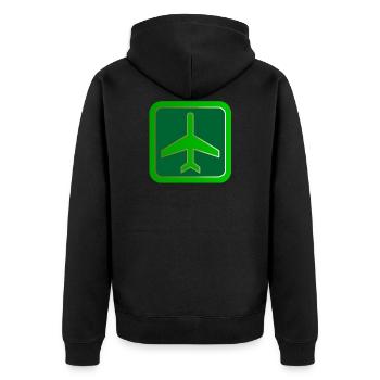 airplane aeroplane flugzeug heissluftballon air ba - Unisex Premium Bio Zip Hoodie - Schwarz - Hinten - Nico (187cm)