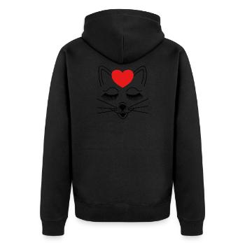 Maus Katze Mieze Miezekatze niedlich süß sexy Sex - Unisex Premium Bio Zip Hoodie - Schwarz - Hinten - Nico (187cm)